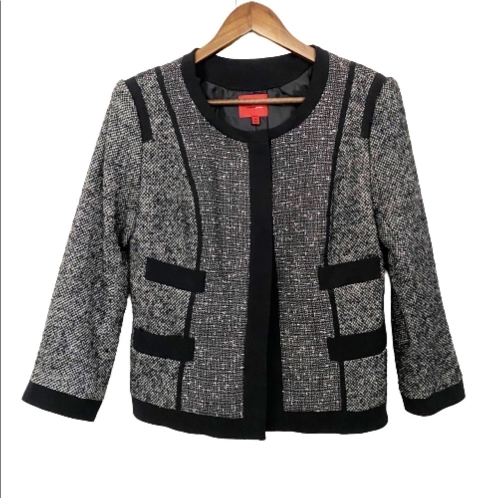 Narciso Rodriguez Black Tweed Snap Button Blazer